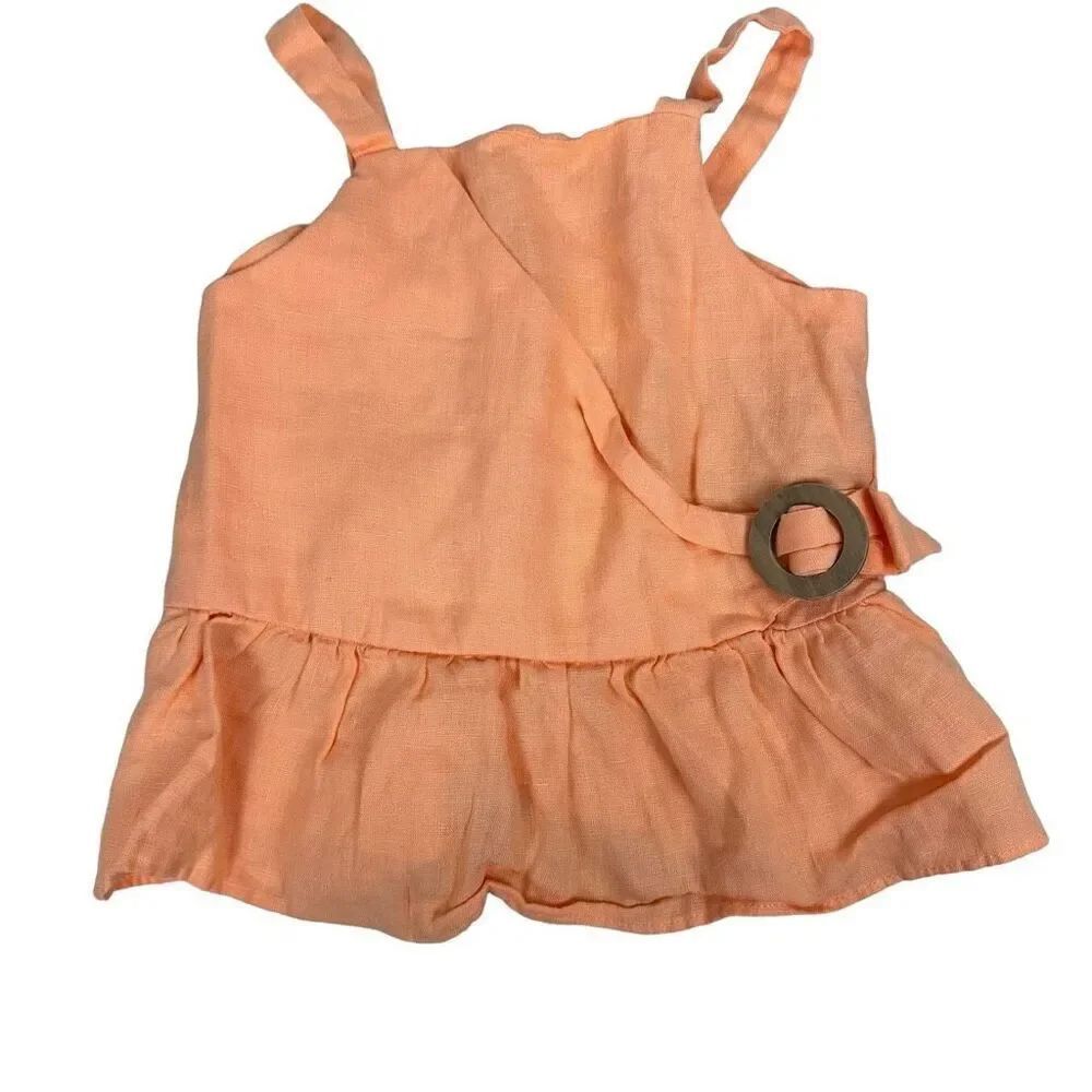 Zara Girls Linen Tank Top Embellished Size 8 peach